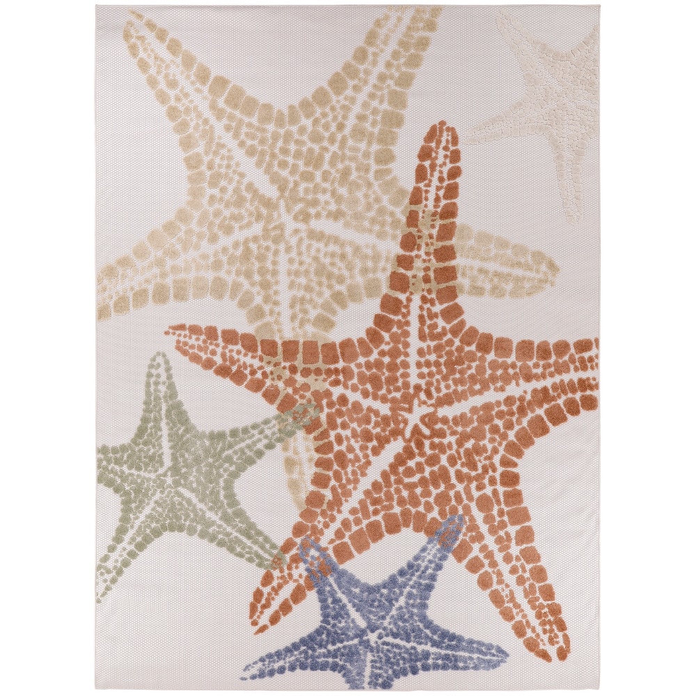 Aloha Coastal Starfish Beach Indoor/Outdoor Area Rug