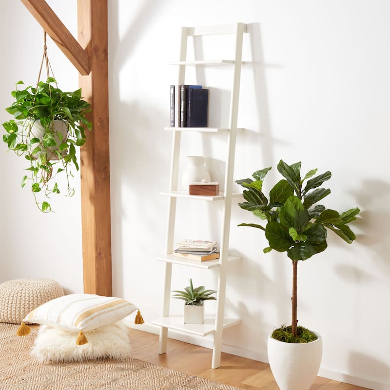 SAFAVIEH Viorela 5-Tier Leaning Etagere Bookcase - 16.9" W x 14" L x 76" H - 17Wx14Dx76H