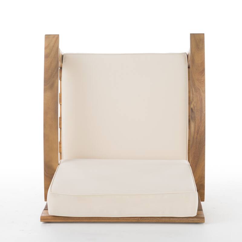 Roomfitters Outdoor Club Chair with Cushions, Durable Acacia Wood Frame and Weather-Resistant Seating