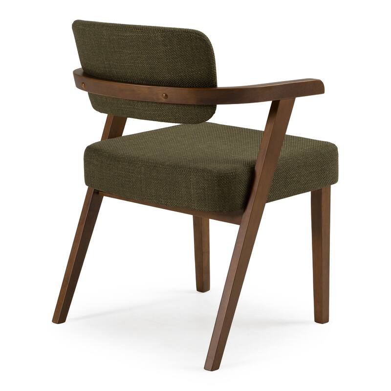 Modrest Sacks Mid-Century Modern Green Fabric & Walnut Dining Chair