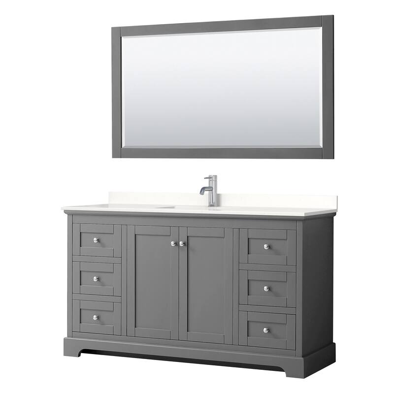 Wyndham Collection WCV232360S-QTZ-UNSM58 Avery 60" Free Standing - Dark Gray / White Quartz Top / Polished Chrome