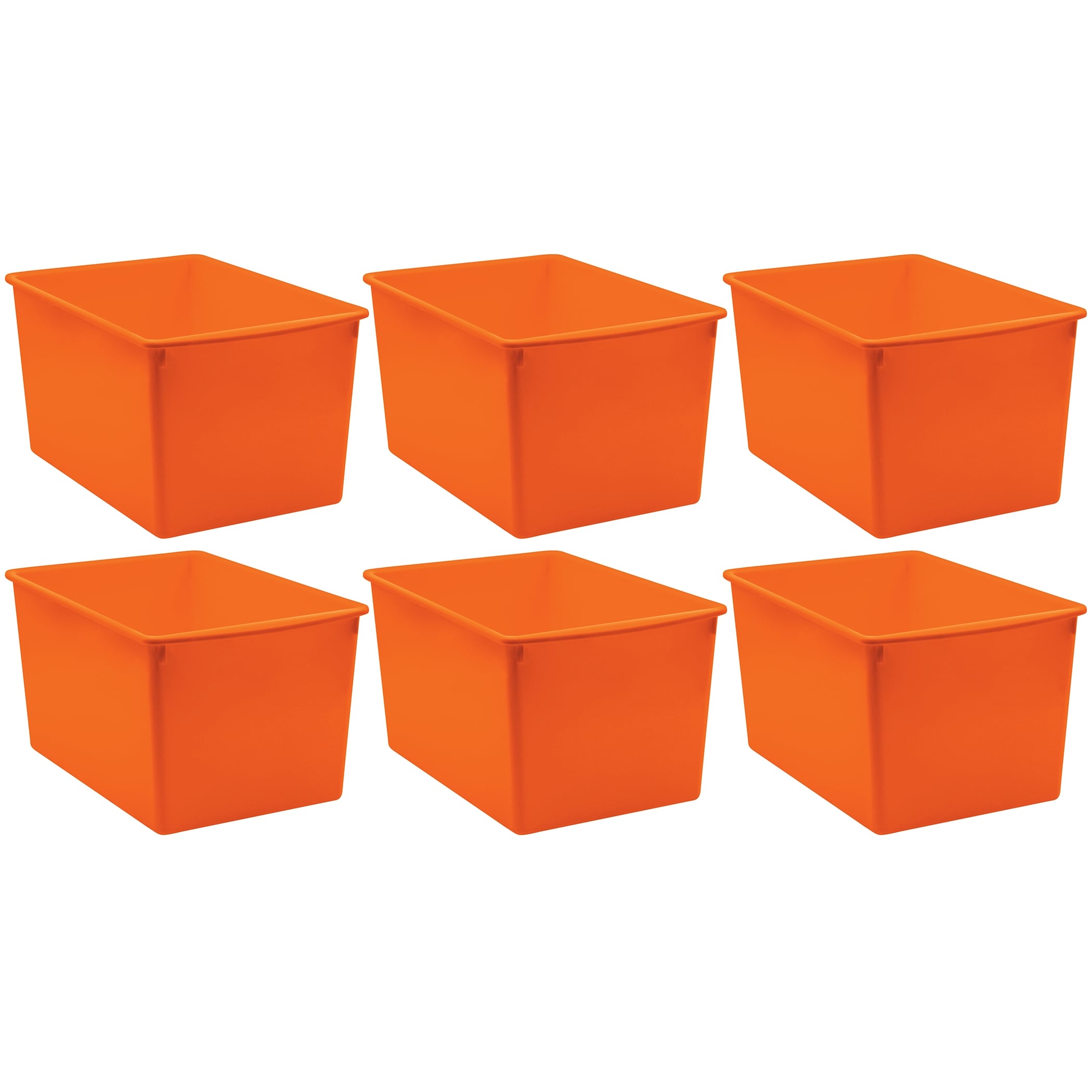 Teacher Created Resources Plastic Multi-Purpose Bin, Orange, Pack of 6