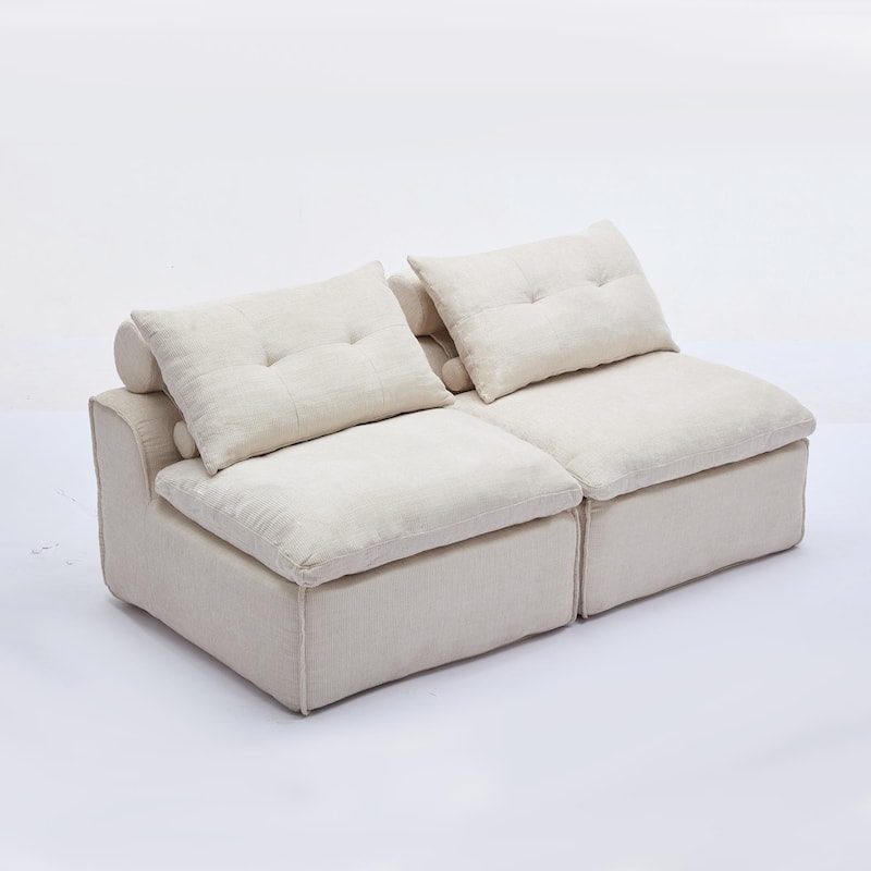 66" Upholstered 2-Seater Sofa with Neck & Waist Pillows