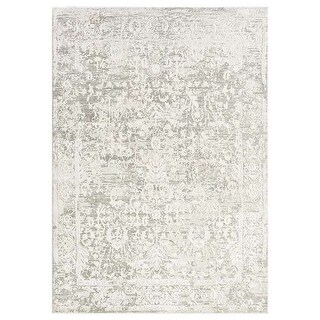 Gabriella Grey and Ivory Distressed Floral Rug - Bed Bath & Beyond