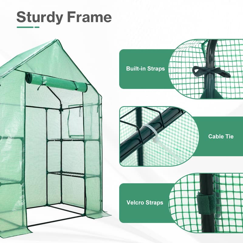 Aoodor Walk-in Greenhouse with 4 Shelves