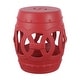 preview thumbnail 61 of 78, Lucky Coins 16" Chinese Ceramic Drum Garden Stool Matte Red