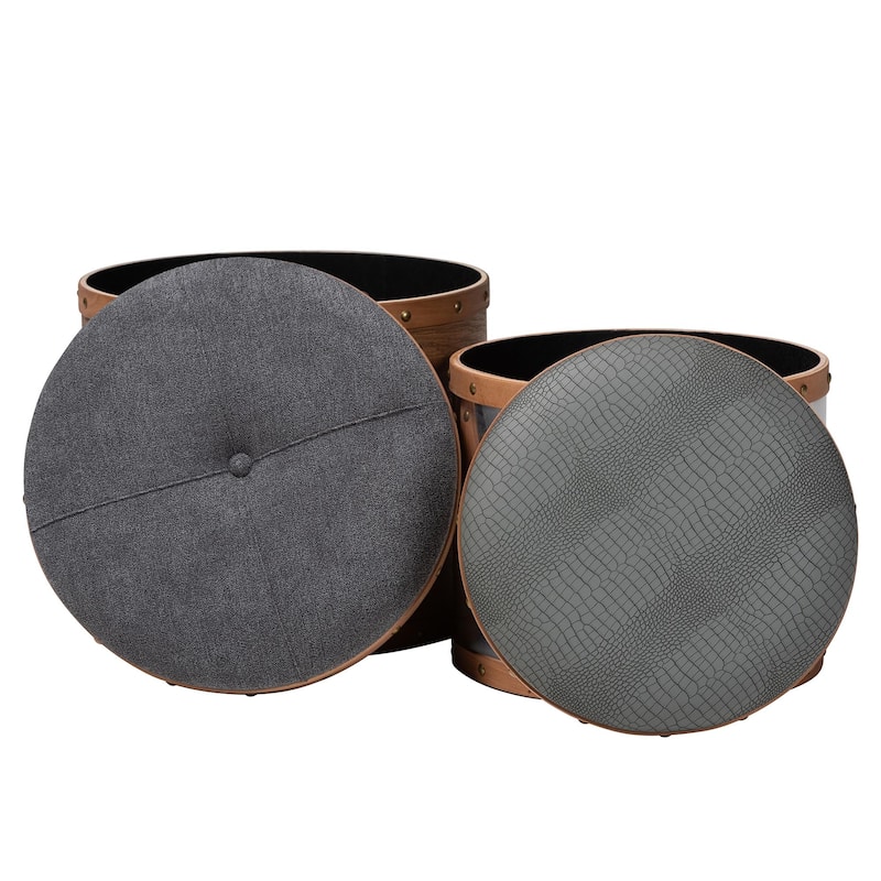 Carbon Loft Schaca Modern and Contemporary Glam 2-piece Storage Ottoman Set