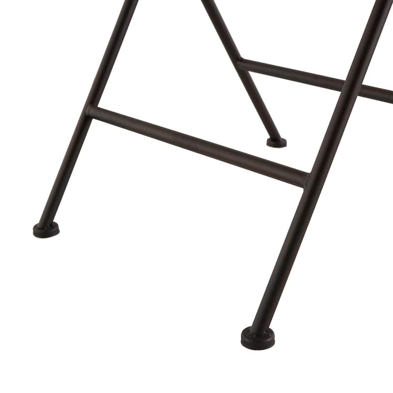 Metal Accent Table with Brown Wood Top - Black - Roche River Decor