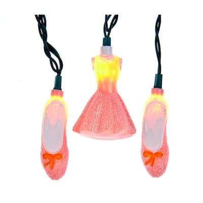 Kurt Adler UL 10-Light Glitter Tutu and Ballet Shoes Set - N/A