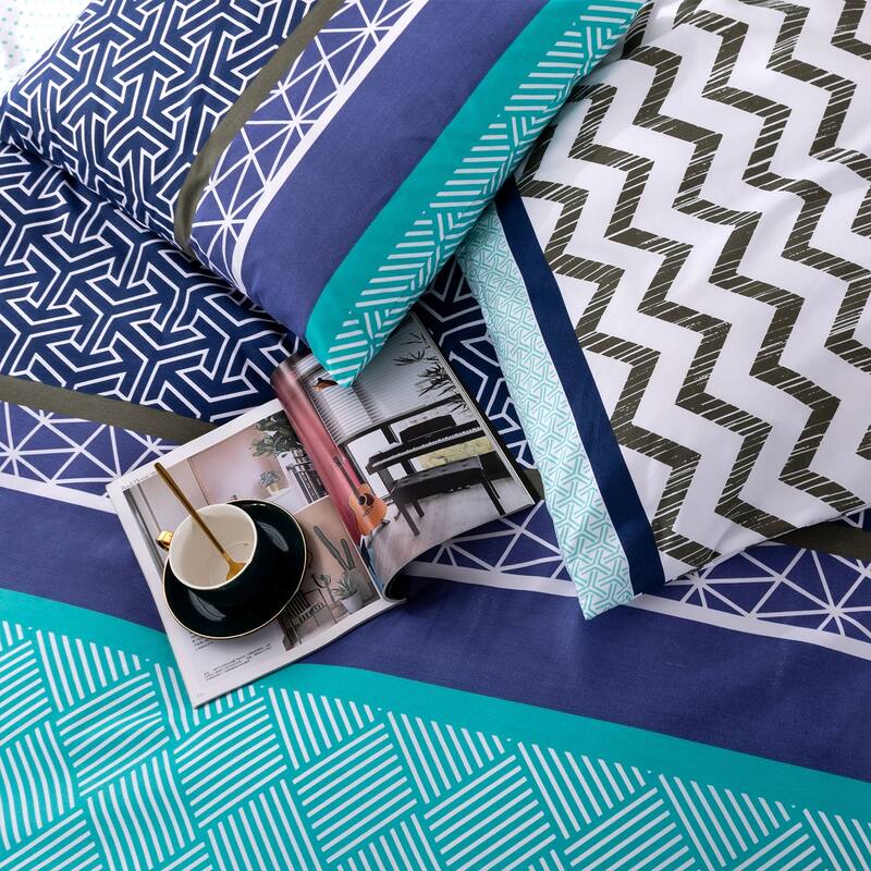 3 Piece Stripe Boho Duvet Cover Set with Zipper Ties