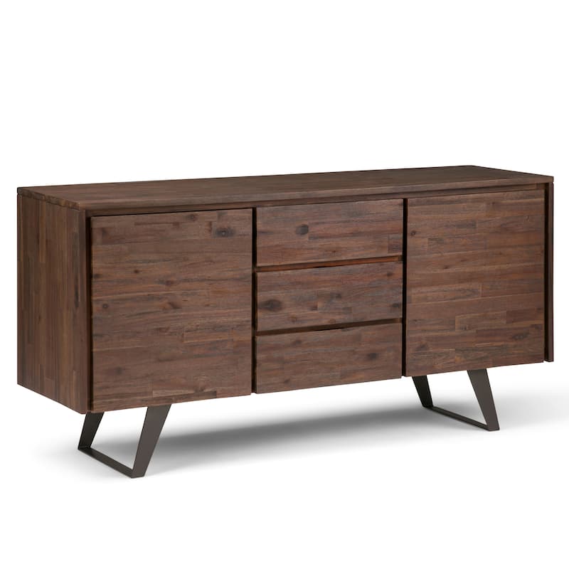 WYNDENHALL Mitchell Metal 60 inch Wide Rectangle Modern Industrial Sideboard Buffet in OAK WOOD - 60'' x 17'' x 30