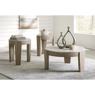 Signature Design by Ashley Guystone Light Brown Table (Set of 3) - 34"W x 34"D x 17"H