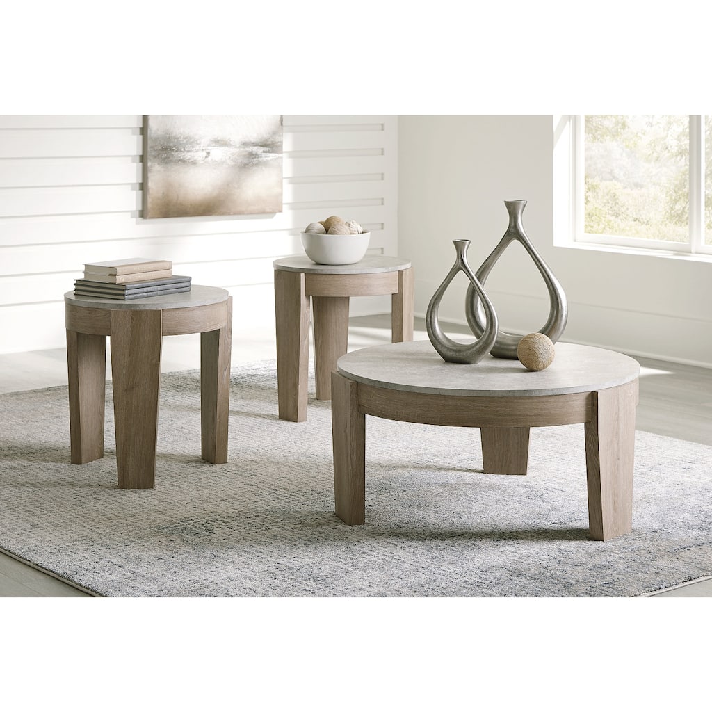 Signature Design by Ashley Guystone Light Brown Table (Set of 3) - 34"W x 34"D x 17"H