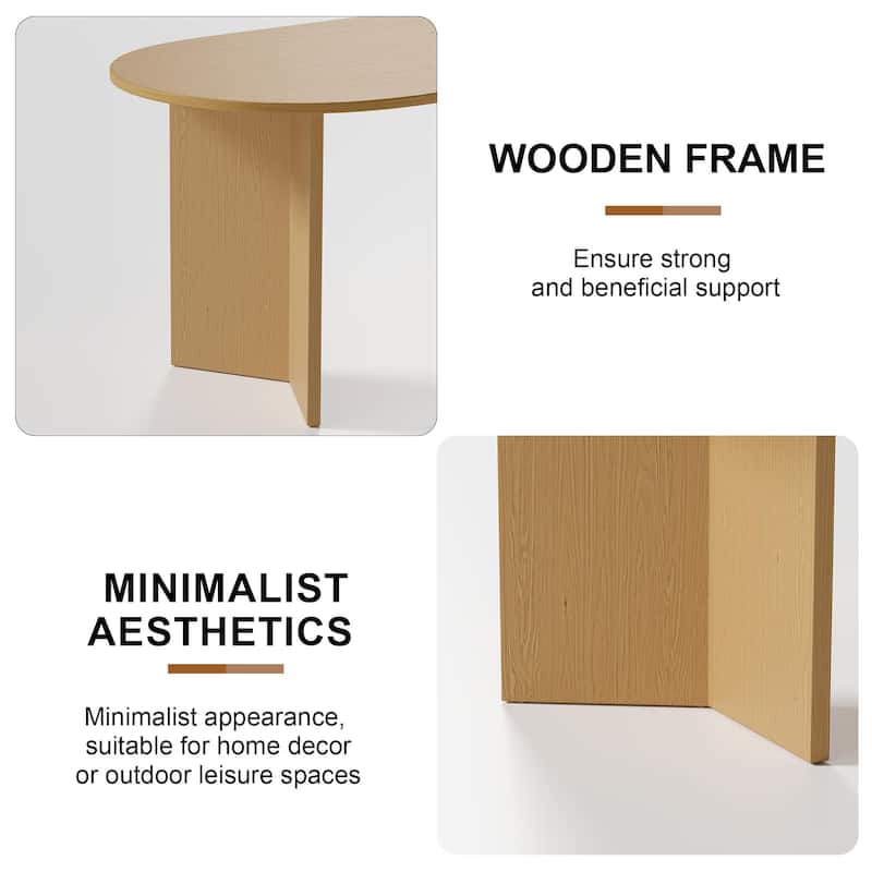 Solid Wood Farmhouse Dining Table with V-Shaped Legs and Oval Wood Top for Modern Dining Rooms & Family Gatherings