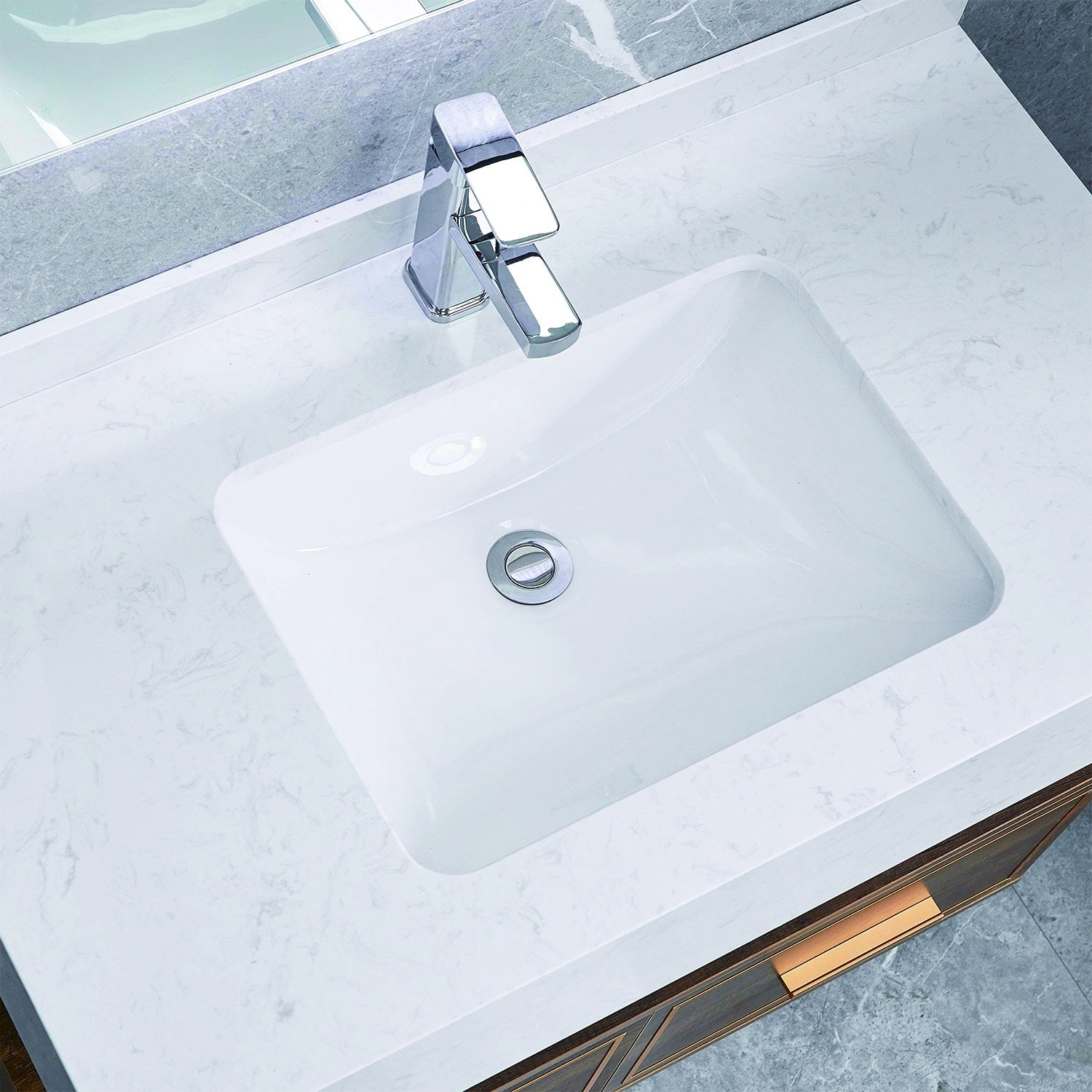 32in W X 17in D Console Bathroom Sink Ceramic Rectangular with Overflow in  White Basin