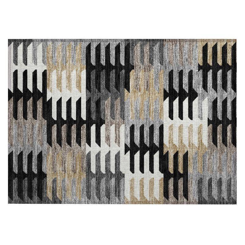 Machine Washable Indoor/ Outdoor Modern Stacks Chantille Rug