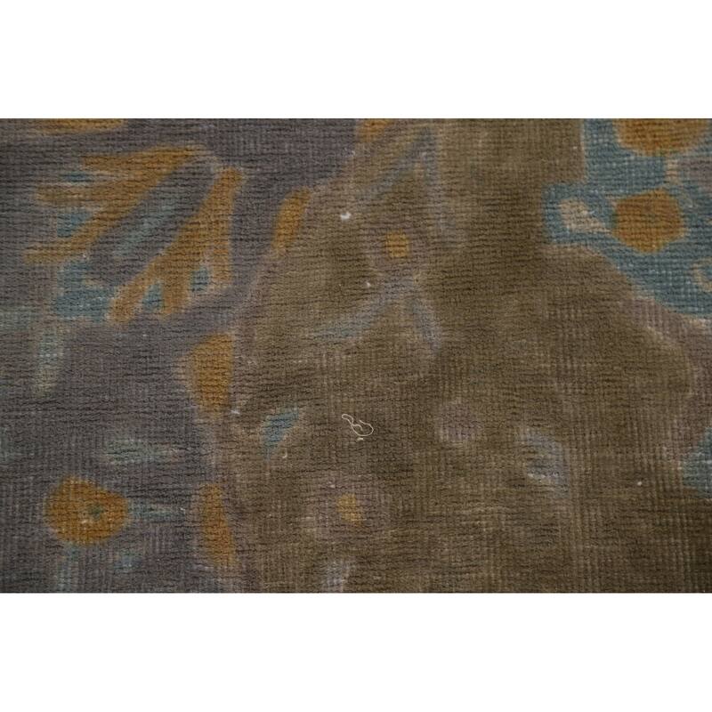 Hand Knotted Oriental 100% Wool Carpet Traditional Floral Greys & Charcoal Tabriz Area Rug - 12' 8'' X 9' 3''