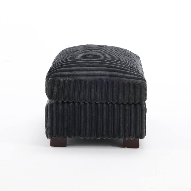40" W Oversized Rectangle Plush Corduroy Ottoman