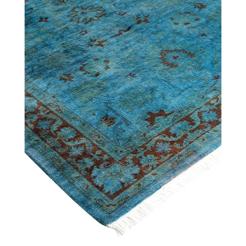 Overton Hand Knotted Wool Vintage Inspired Modern Contemporary Overdyed Blue Area Rug - 3' 2" x 5' 2"