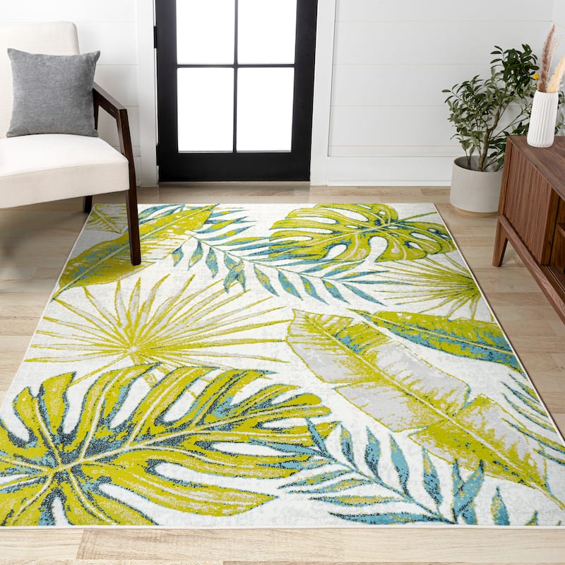 JONATHAN Y Magnolia Modern Botanical Flower Area Rug - 3 X 5