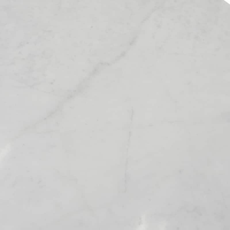 20 in. Marble White Round Metal End Table with Pedestal Base