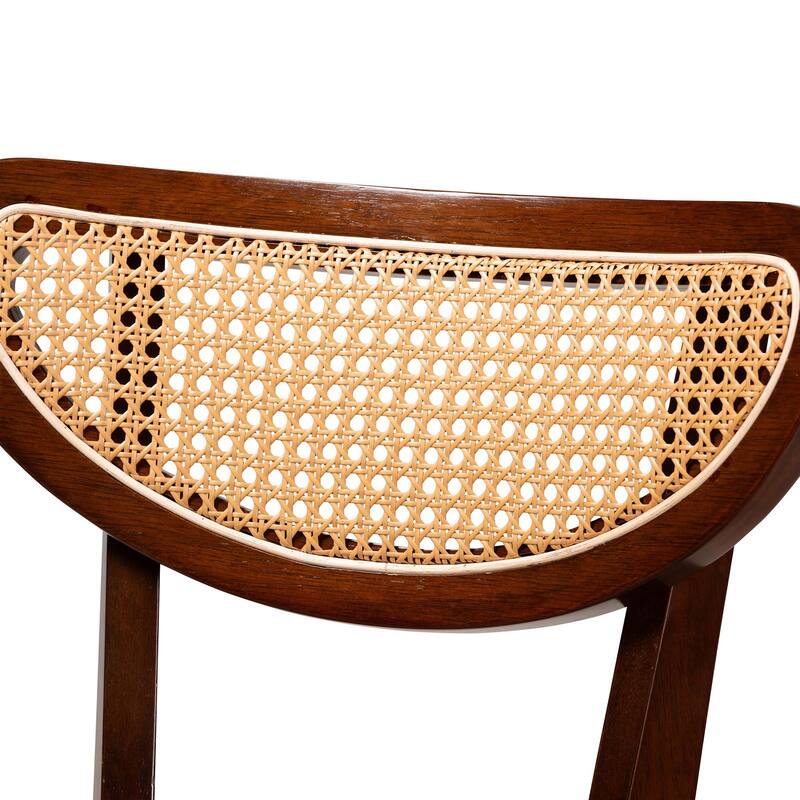 Dannell Mid-Century Modern Fabric and Wood 2-Piece Counter Stool Set