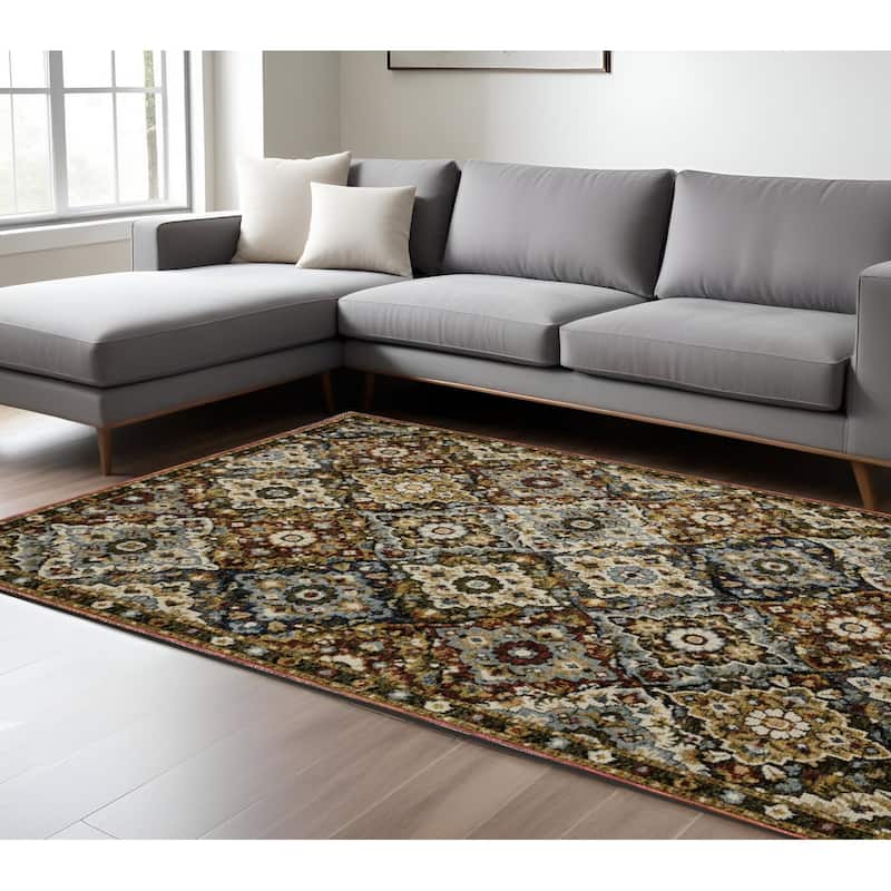HomeRootsMedallion Traditional Rectangle Area Rug - 145.67' X '102.36' X '0.55