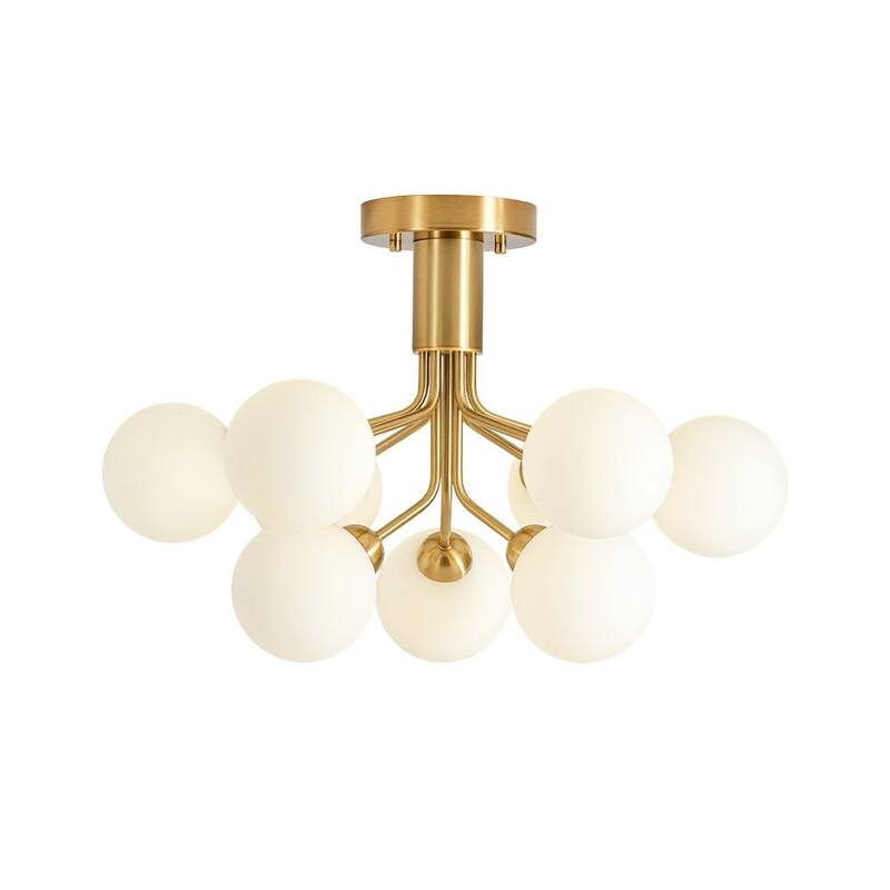 Modern Glam 9-Light Dual-tiered Sputnik Semi-flush Mount - 22.4 in