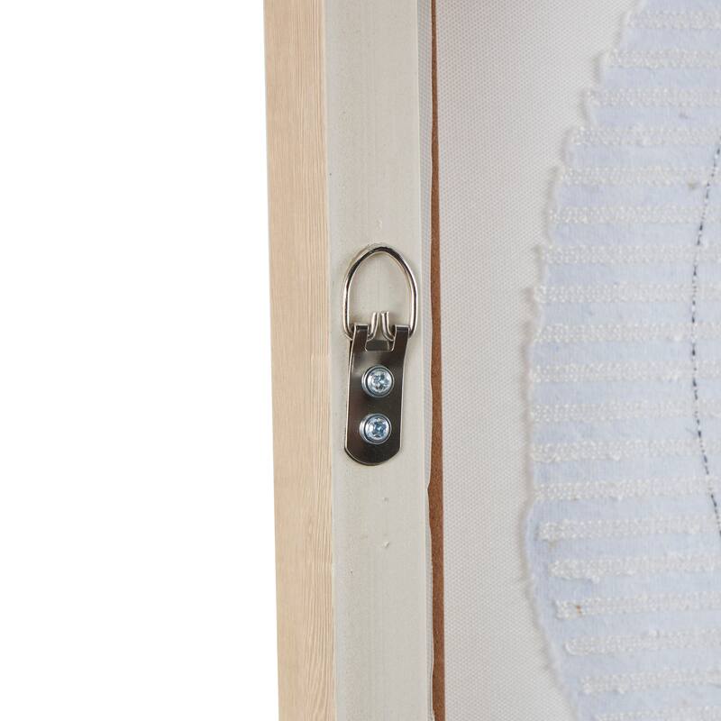 Brown Wooden Overlapping Circle Geometric Framed Wall Art with White Fabric Detailing