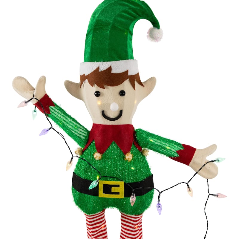 34.25" LED Elf Holding Christmas Lights Outdoor Yard Decoration