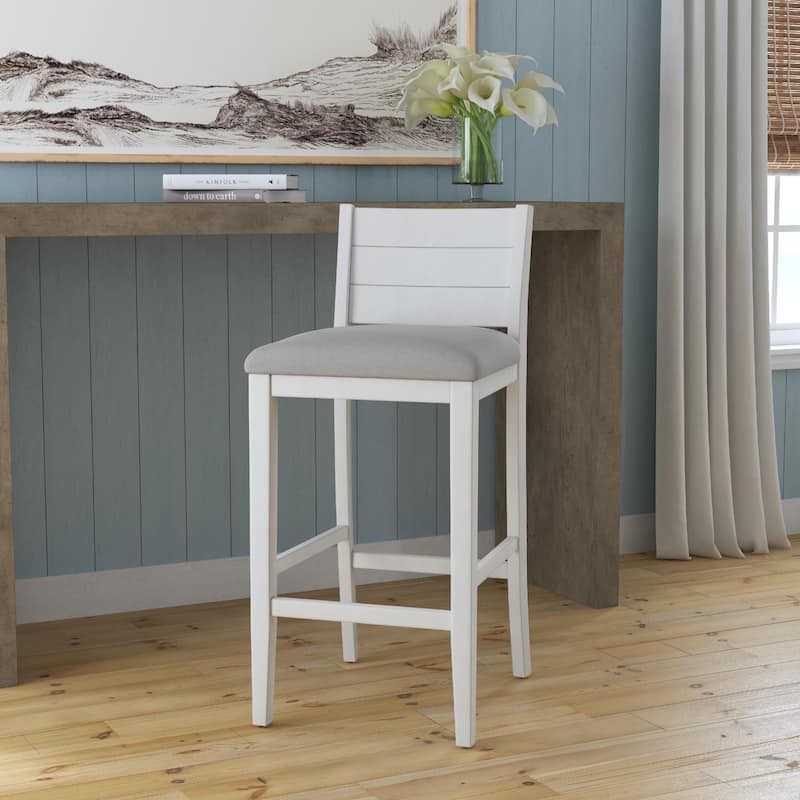 Hillsdale Furniture Fowler Upholstered Wood Stool, Sea White