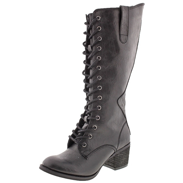 womens tall black combat boots
