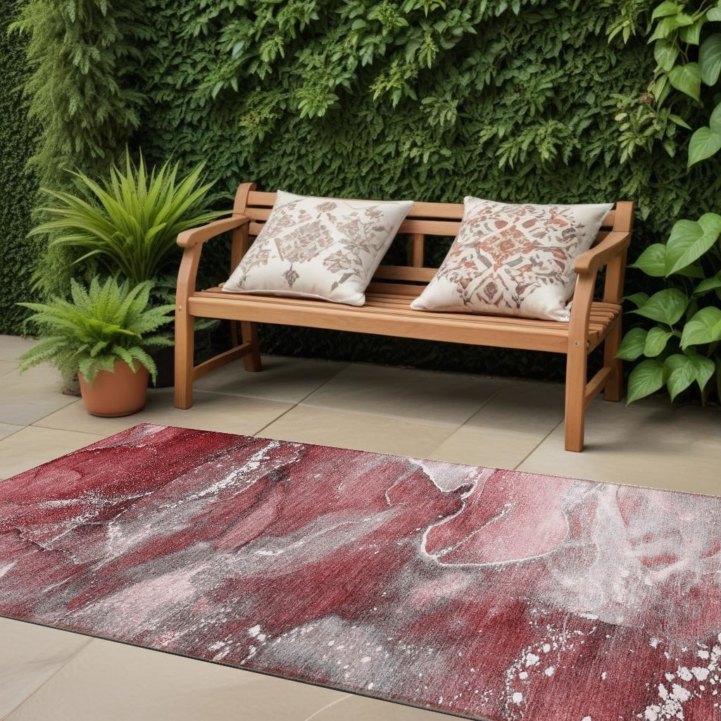 Rari Artistic Abstract Weather Resistant Classic Meets Modern Runner Outdoor Rug