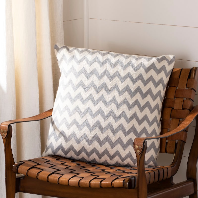 SAFAVIEH Reveca Zig-Zag 18-inch Embroidered Orange Decorative Pillow (Set of 2)