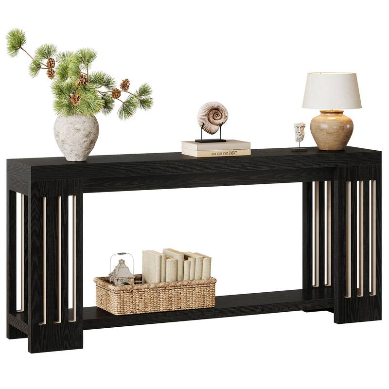 70.9-Inch Console Table, 2-Tier Sofa Table, Long Entryway Table for Living Room, Hallway, Entrance, Foyer