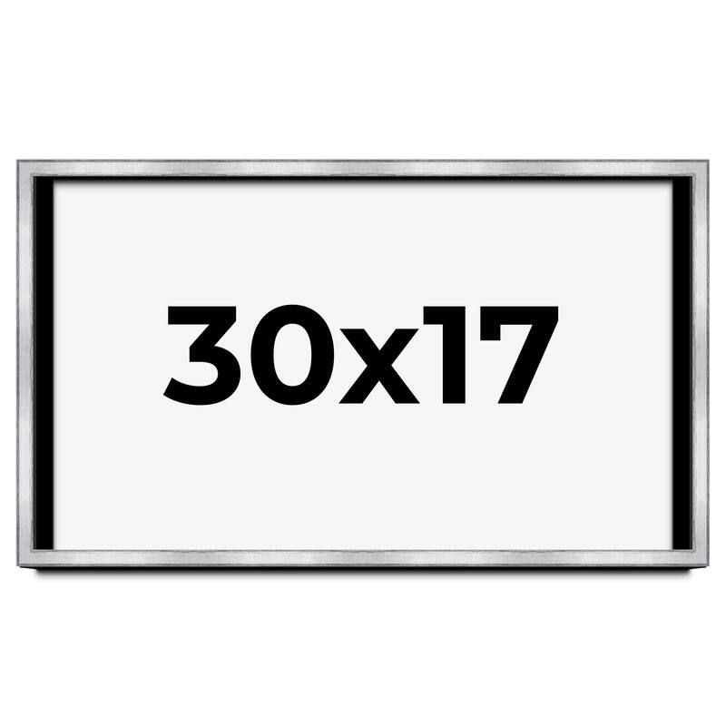 30x17 Shadow Box Frame Silver | 1.375 Inches Deep Real Wood