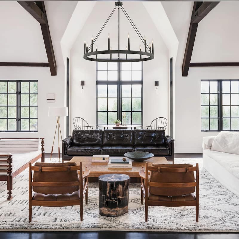 Update 12-light 40In Modern Farmhouse Wagon Wheel Chandelier - N/A