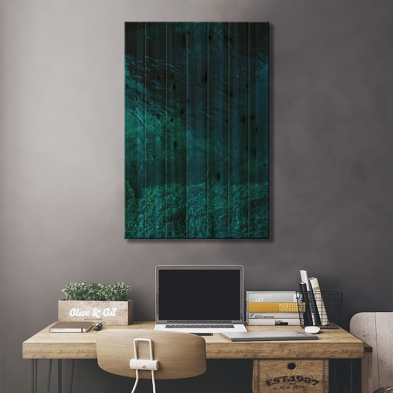 Abstract Blue Print On Wood by Sebastian Hilgetag - Multi-Color