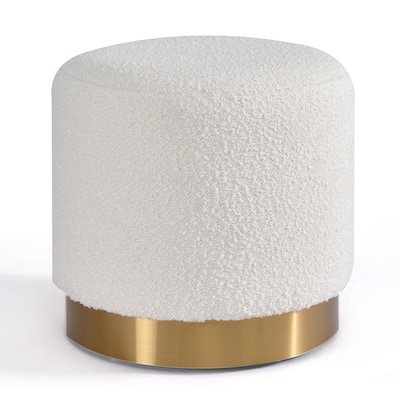 Bellini White Boucle Fabric Round Footstool Ottoman Medium Size