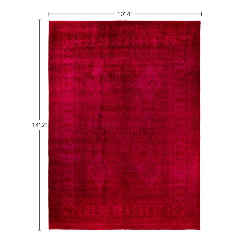 Overdyed One-of-a-Kind Hand-Knotted Area Rug - Pink - 10' 4" x 14' 2"