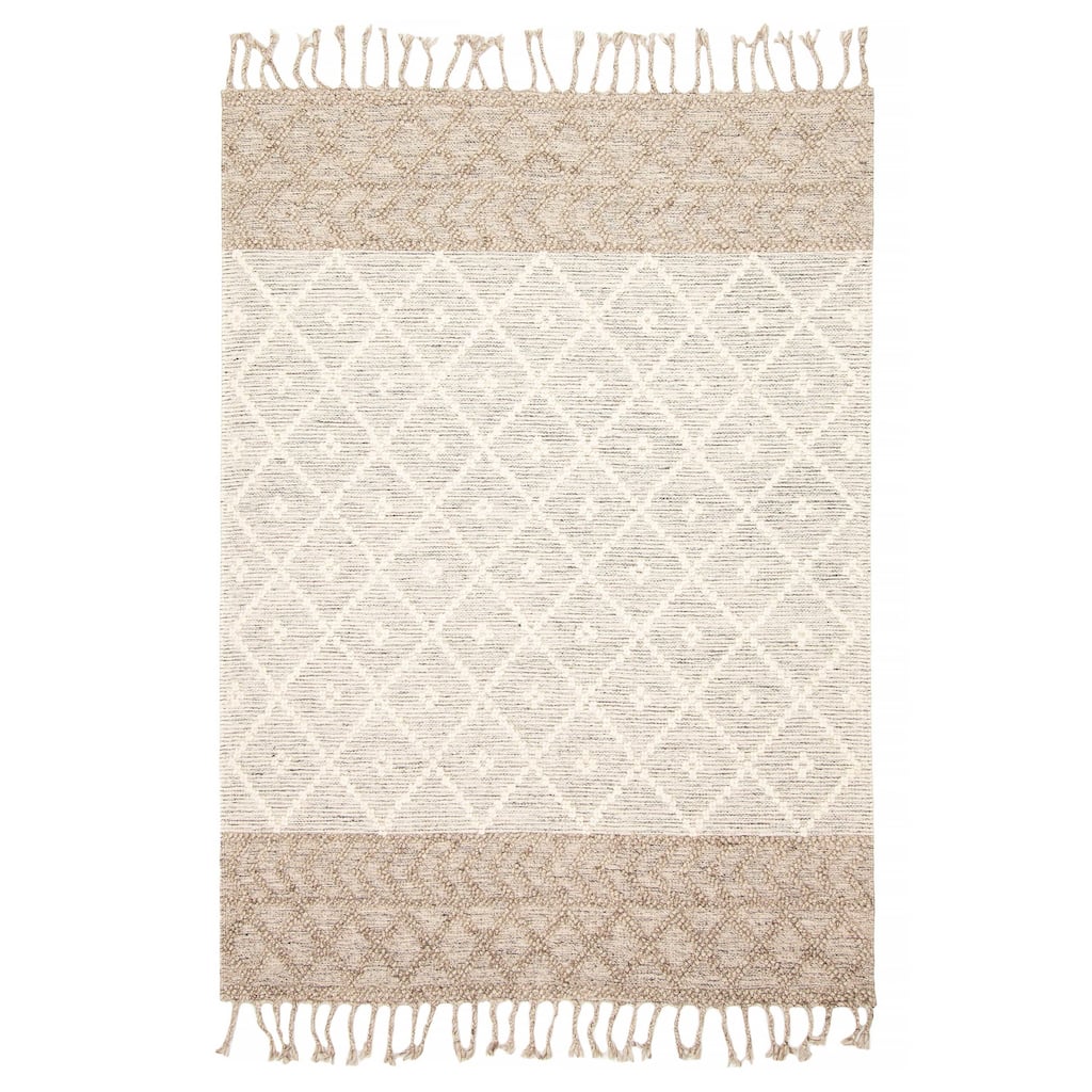 ECARPETGALLERY Braid weave Sienna Cream Wool Rug - 5'2 x 7'4