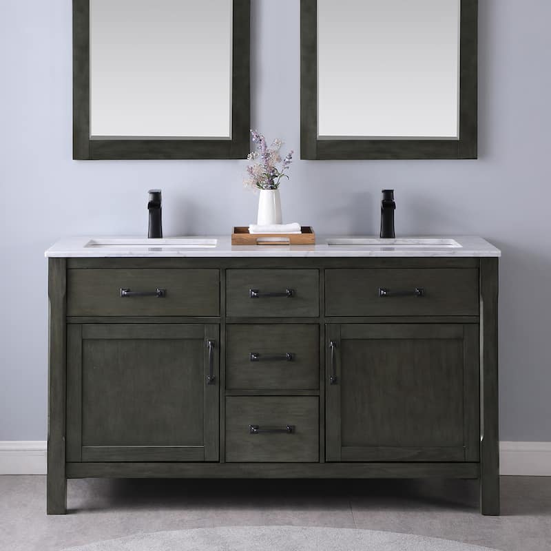 Altair Maribella Double Bathroom Vanity Set - 60 - Rust Black