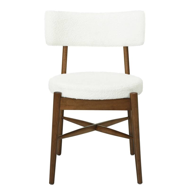 Mid-Century Modern Boucle Dining Chairs with Curved Unique Open Back(Set of 2)