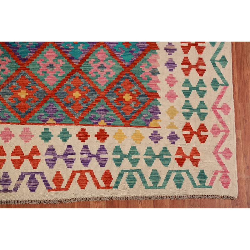Kilim Oriental Area Rug Flatweave Bedroom Wool Carpet - 8'3"x 9'8"