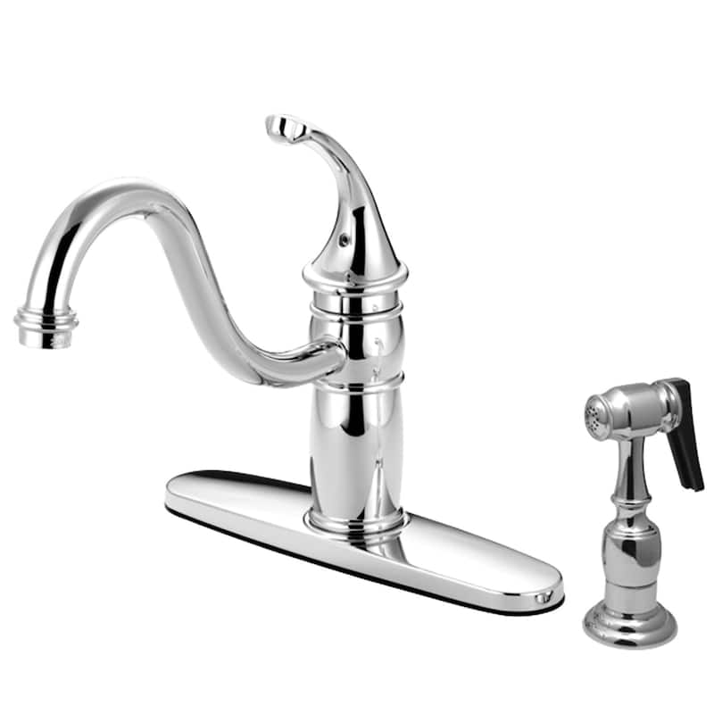 Georgian Single-Handle 8 in. Centerset Kitchen Faucet with Brass Sprayer - Polished Chrome