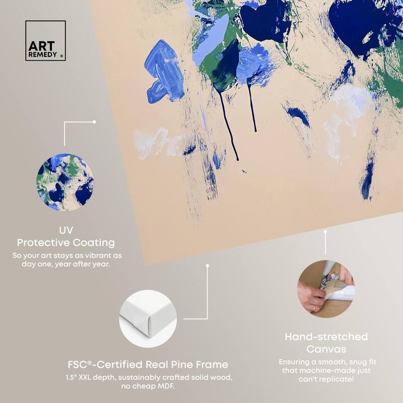 Sapphire Scrawl Canvas by Art Remedy, Gallery Wrapped