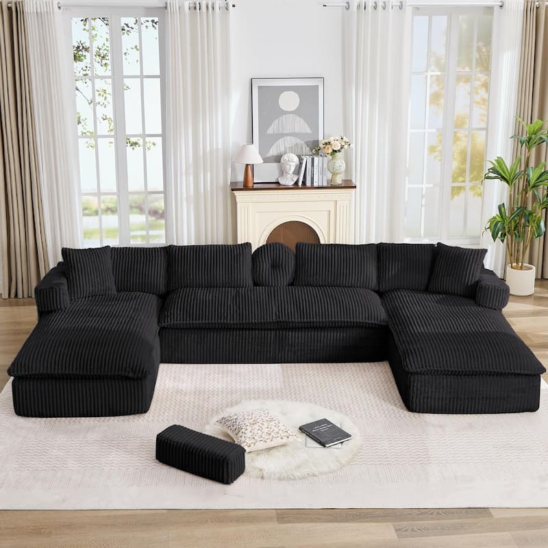 149" Oversized Sectional Couches U Shaped Modular sofa - Black