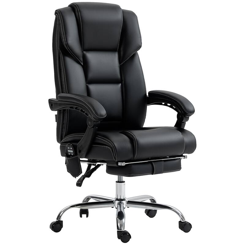 Massage Office Chair with Lumbar Heating, 6 Vibration Points, Footrest & Adjustable Height