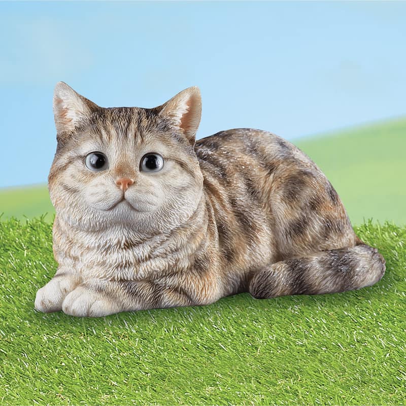Hand-Painted Sitting Pretty Realistic Cat - Grey