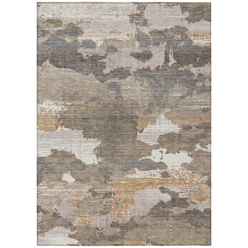 Machine Washable Indoor/ Outdoor Abstract Casual Chantille Rug